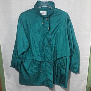 Teal Utility Jacket Coat Womens Xl Vintage 80s 90s Windbreaker